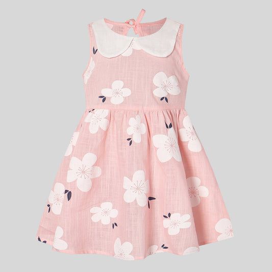 Floral Ruffle Sleeveless Dress - Pink