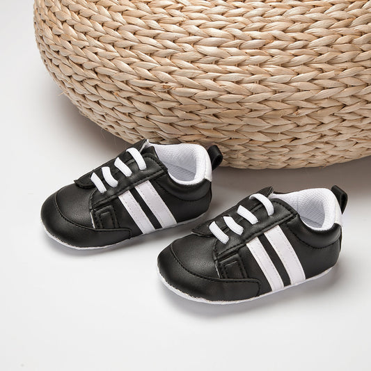Striped Black and White Pre-Walker Shoes